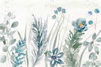 Boho Garden I No Butterflies Blue Fine Art Print