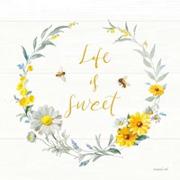 Bees and Blooms - Life is Sweet Wreath Fine Art Print