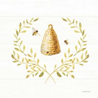 Bees and Blooms Skep Laurel Fine Art Print