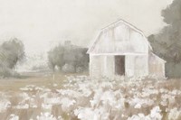 White Barn Meadow Neutral Crop Framed Print