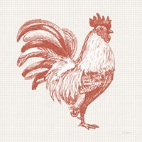 Cottage Rooster I Red Fine Art Print