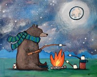 Camping Bear Mouse Fine Art Print