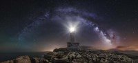 Lighthouse and Milky Way Framed Print