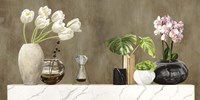 Floral Setting on White Marble Fine Art Print