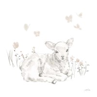 Spring Lambs III Neutral Framed Print