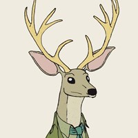 Deer on Cream Fine Art Print