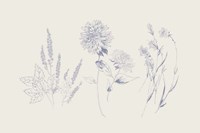 Flowers on White VIII Blue Framed Print