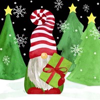 Gnome for Christmas II-Gnome Present Fine Art Print