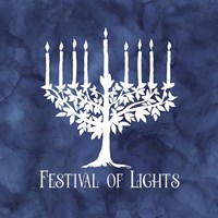 Festival of Lights Blue IV-Menorah Framed Print
