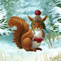 Winterscape IV-Squirrel Framed Print