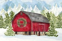 Christmas Barn Landscape I Framed Print
