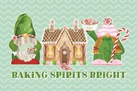 Christmas Bakers II on Mint Fine Art Print