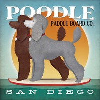 Double Poodle Paddle Board Fine Art Print