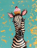 Zebra With Cherry Cupcake Fine Art Print