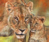 Lioness And Cub Fine Art Print