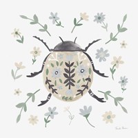 Folk Beetle I Neutral Fine Art Print