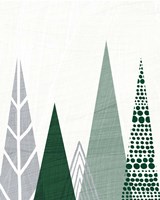 Geometric Forest III Green Gray Framed Print