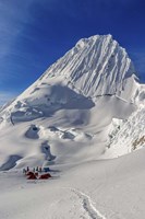 Mountaineers, Alpamayo Mountain in Peru Fine Art Print