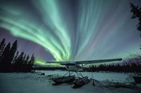 Northern Lights Above a Plane at Night Fine Art Print