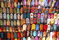 Moroccan Slippers on Display in  Fez, Morocco Fine Art Print