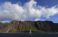 Sailboat Along the Na Pali Coast, Kauai Fine Art Print