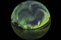 All-Sky Aurora Over Looking Over a Bay in Yellowknife Fine Art Print