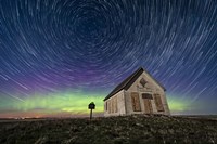 Star Trails Above the 1910 Liberty Schoolhouse in Alberta Fine Art Print