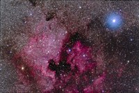 The North America Nebula Near Teh Bright Blue-White Star Deneb Fine Art Print