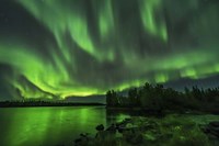 A Bright Sky-Filling Aurora at Tibbitt Lake East of Yellowknife Fine Art Print