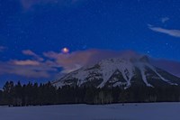 The Total Eclipse of the Moon Over the Canadian Rocky Mountains in Alberta Fine Art Print