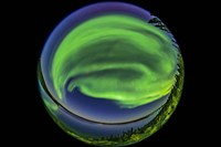 A 360 Degree Fish-Eye View of the Northern Lights Over Prelude Lake Fine Art Print