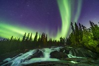 Aurora Over the Ramparts Waterfall On the Cameron River Fine Art Print