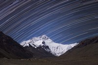 Star Trails Above the Highest Peak and Sheer North Face of the Himalayan Mountains Fine Art Print