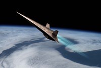 An Unmanned Scramjet Flys Toward Outer Space Near the Edge of Earth's Atmosphere Fine Art Print