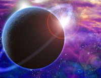 Planet and Cosmos Rising Sun in Vivid Space Fine Art Print