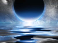 Exosolar Planet Rising Over Quiet Waters Fine Art Print