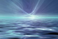 Fantastic Glowing Light Or Solar Wind Over Water Surface Fine Art Print