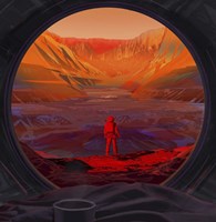 Artist's Concept of An Astronaut On Mars, As Viewed Through the Window of a Spacecraft Framed Print