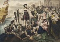 Christopher Columbus leaving the port of Palos, Spain, for the New World Fine Art Print