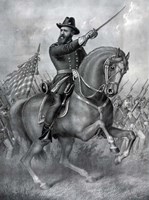 General Benjamin Harrison on horseback, during the Battle of Resaca Fine Art Print