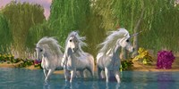 Unicorns Cool Off in a Summer Stream Fine Art Print