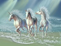 Herd of Unicorns Gallop Through the Waves Fine Art Print