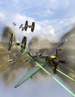 WW II P-47 Thunderbolt Being Chased By Some Tie Fighters of Star Wars Fine Art Print