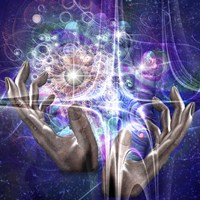 Hands Manipulate Atomic Or Other Properties of Universe Fine Art Print