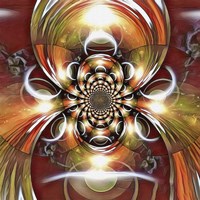Mirrored Round Fractal With a Picture of Eclipse Fine Art Print