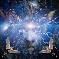 Face of God Men With Wings Represents Angels Fine Art Print