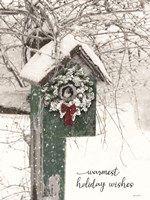 Warmest Holiday Wishes Birdhouse Fine Art Print