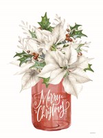 Merry Christmas Poinsettias Fine Art Print