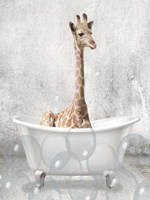 Baby Giraffe Bath Fine Art Print