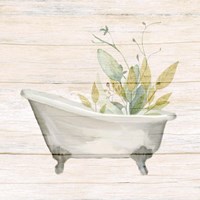 Soft Greens Bath 1 Framed Print